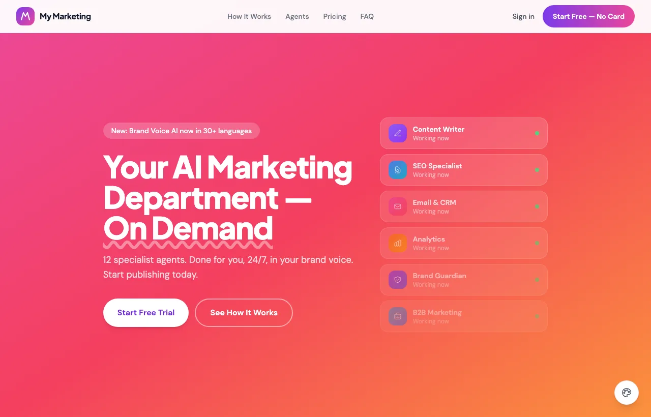 My Marketing AI campaign platform preview